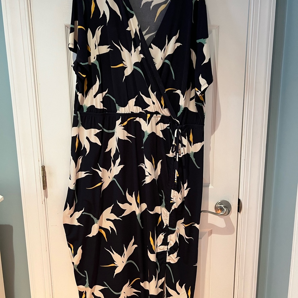 Lane Bryant Blue and Cream Maxi Dress